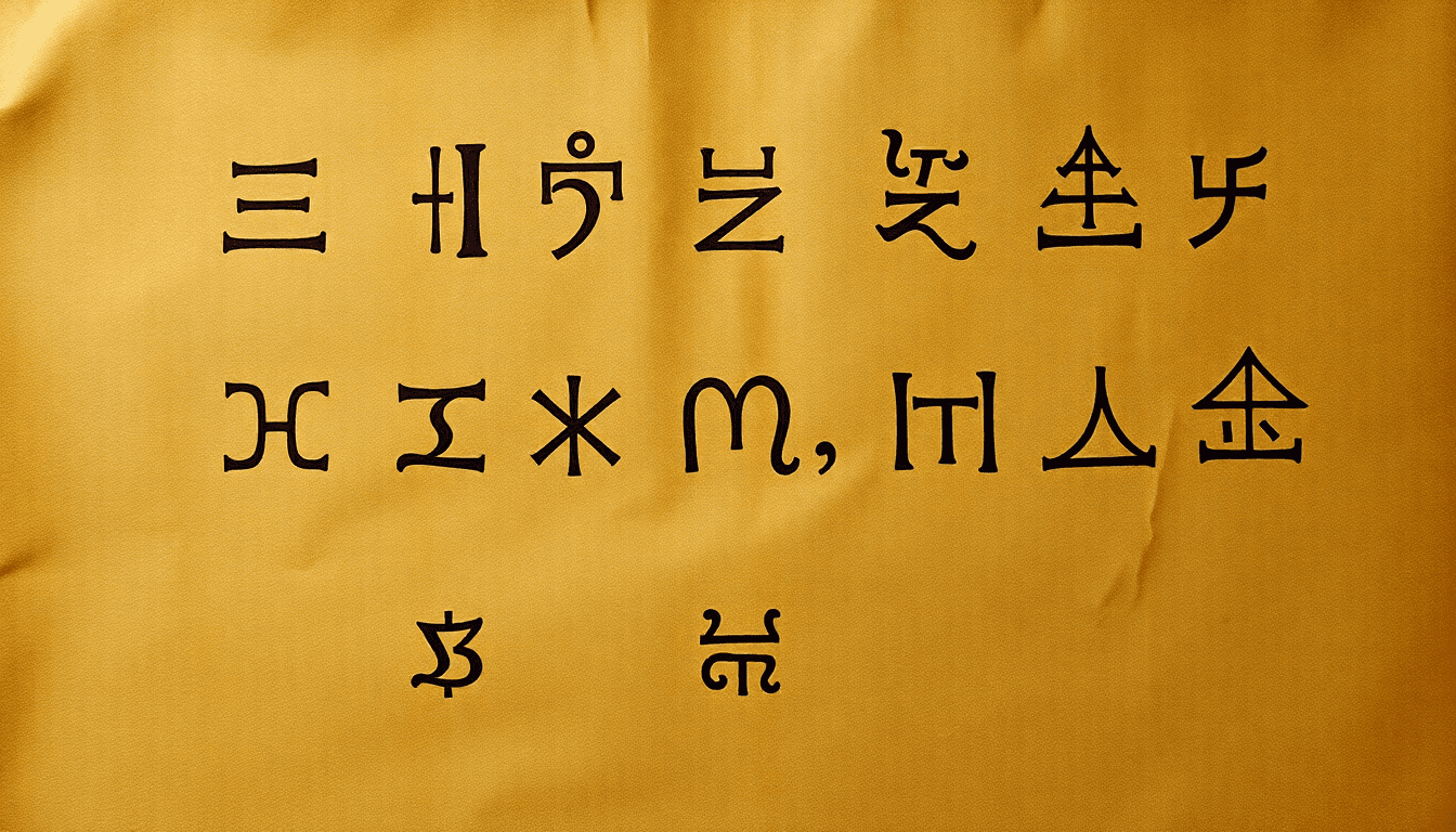 Ancient Hermetic symbols glowing on an old parchment